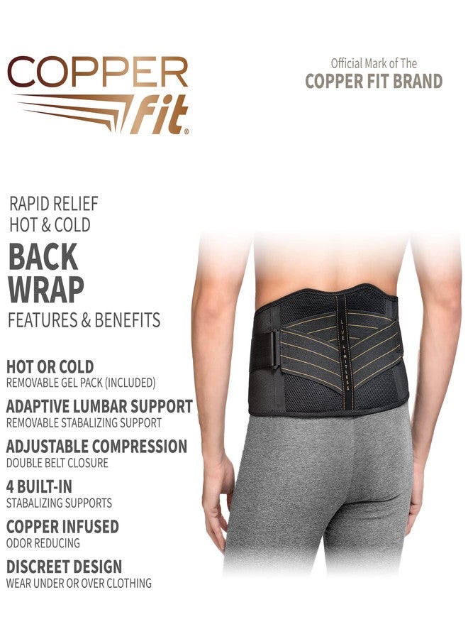 Copper Fit Unisex Adult Rapid Relief Back Support Brace with Hot/Cold Therapy, Black, Adjustable - Image 2