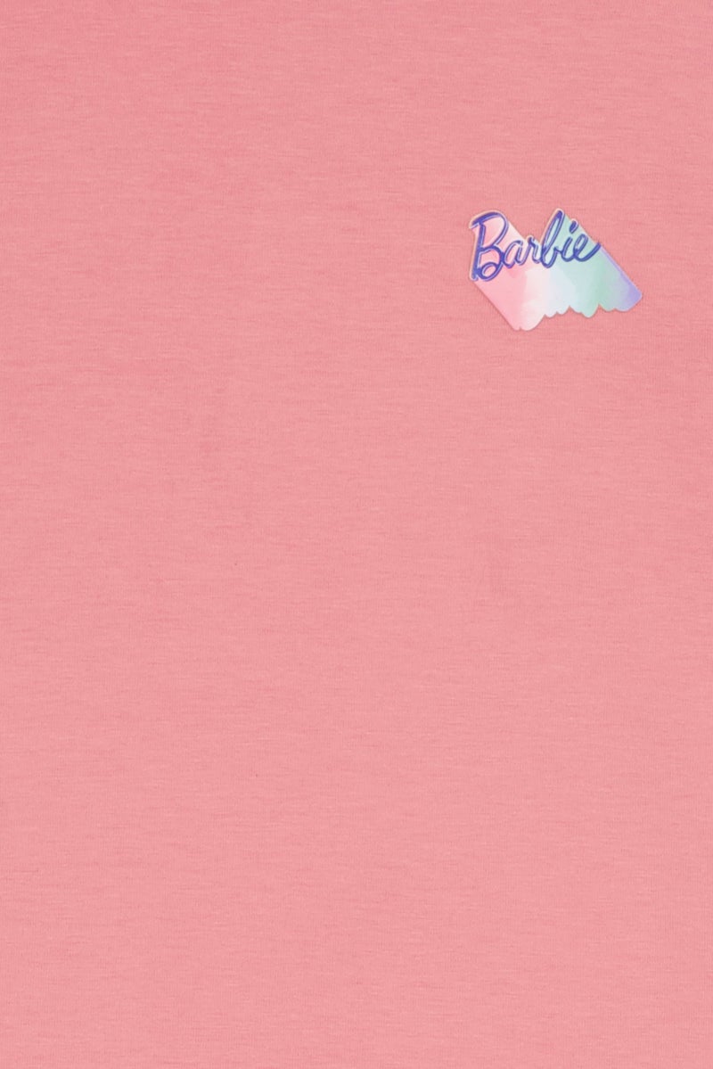 Hamleys x Barbie Toddlers Girl Crew Neck Short Sleeve Graphic Print T-Shirt, Old Rose - Image 3