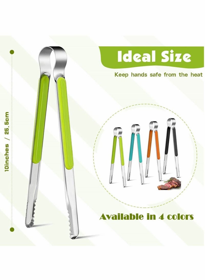 NIBEMINENT Stainless Steel Tongs, 4 Pcs Serving Tongs for Cooking, Non-Slip Comfort Grip, Non-Stick Food Kitchen Grill Barbecue Cooking and Easy Cleaning, 10 Inch  - Image 3