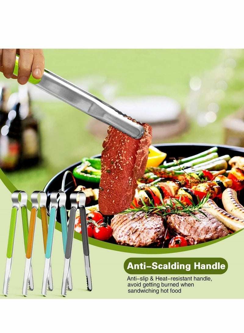 NIBEMINENT Stainless Steel Tongs, 4 Pcs Serving Tongs for Cooking, Non-Slip Comfort Grip, Non-Stick Food Kitchen Grill Barbecue Cooking and Easy Cleaning, 10 Inch  - Image 5