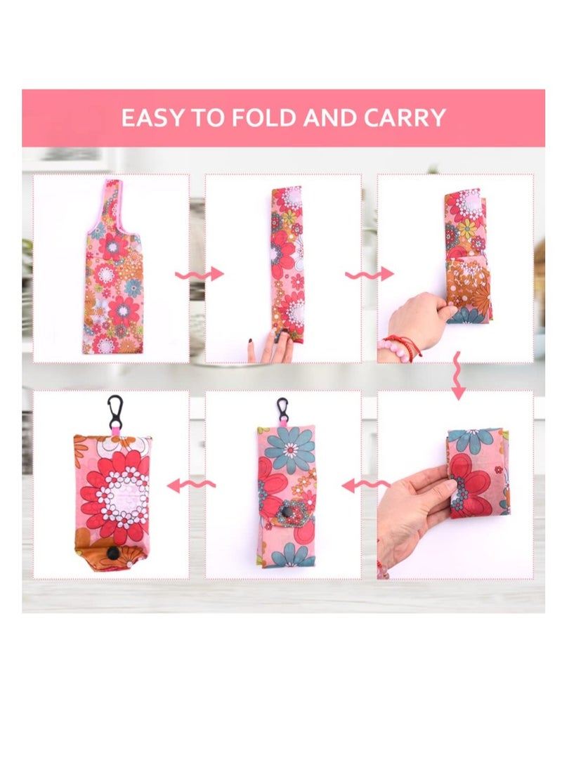 Excefore - Large Pouch Printed Grocery Bag, 4 Pcs with Handle Waterproof Reusable Grocery Bag, Foldable Extra Large Portable Totes Bag, for Shopping, Travel, Picnic - Image 1