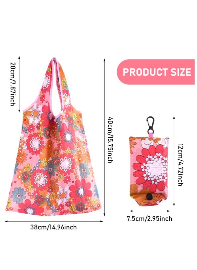 Excefore - Large Pouch Printed Grocery Bag, 4 Pcs with Handle Waterproof Reusable Grocery Bag, Foldable Extra Large Portable Totes Bag, for Shopping, Travel, Picnic - Image 1