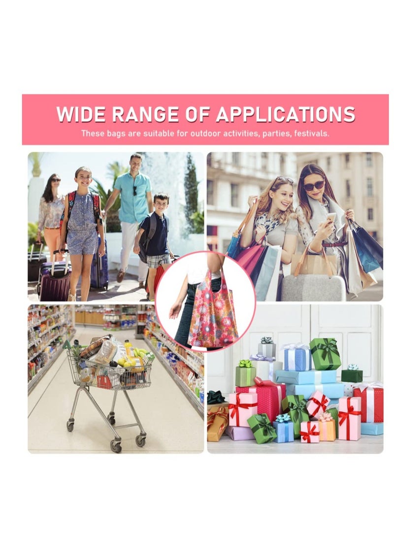 Excefore - Large Pouch Printed Grocery Bag, 4 Pcs with Handle Waterproof Reusable Grocery Bag, Foldable Extra Large Portable Totes Bag, for Shopping, Travel, Picnic - Image 1