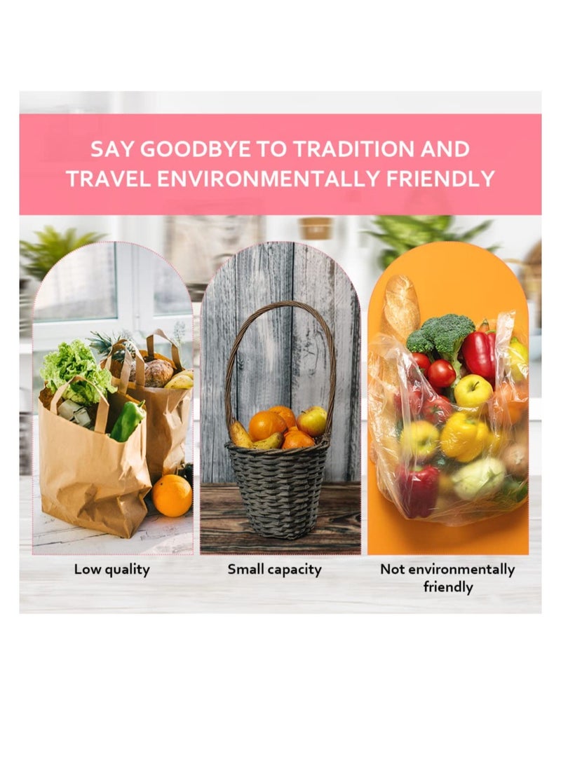 Excefore - Large Pouch Printed Grocery Bag, 4 Pcs with Handle Waterproof Reusable Grocery Bag, Foldable Extra Large Portable Totes Bag, for Shopping, Travel, Picnic - Image 1