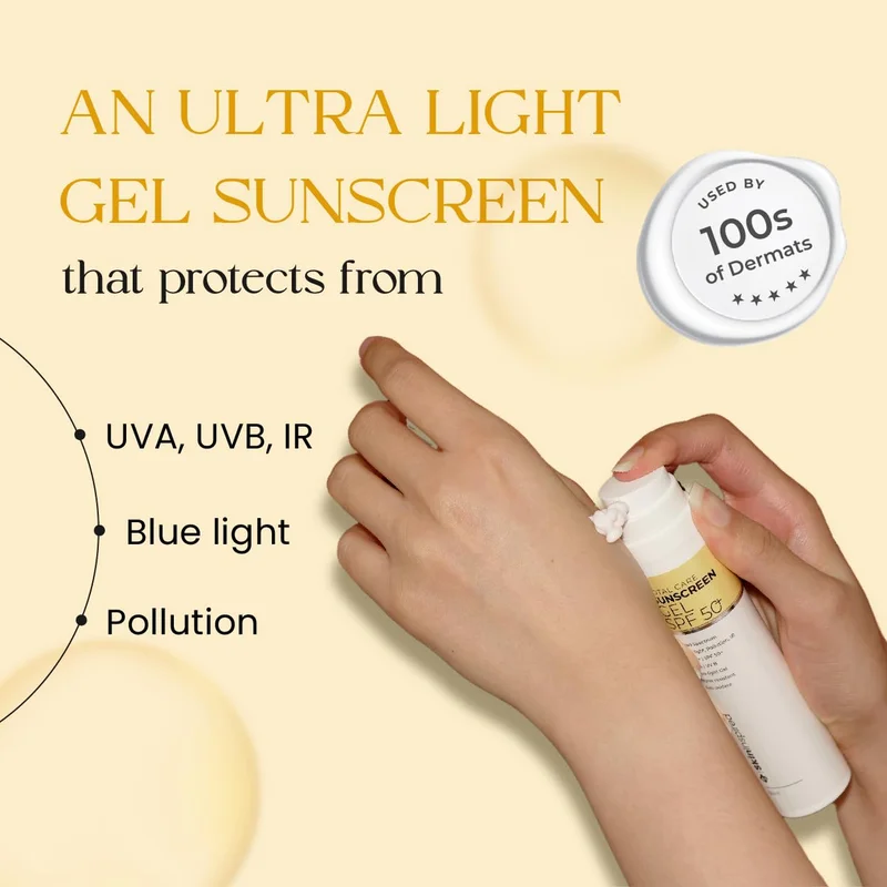 مستوحى من البشرة SkinInspired Total Care Gel Sunscreen | SPF 50+ PA+++ | Broad Spectrum | Ultra Light Gel | All Skin Types | For Both Men & Women | Airless Pump - 50 ml