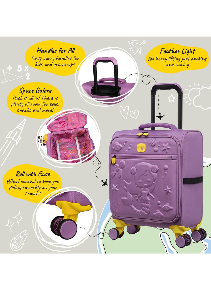 it Luggage - it luggage KIDS Model Mermaid Reef, Kids Unisex Suitcase, Children's Carry-On with Mermaid Design, Polyester Soft Outer Shell Molded EVA, 25Liters, 2.06Kg, Size Under seat, 12-3089-08, Light Pansy - Image 1