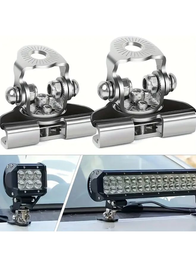 2 قطعة من أضواء كاشفة LED قابلة للتعديل للغطاء، لمسات فضية، تثبيت غير تدميري على الباب بمشابك للسيارات والشاحنات وسيارات الدفع الرباعي، إضاءة متعددة الاستخدامات، إكسسوارات الشاحنات، إكسسوارات سيارات حديثة، هيكل متين. - Image 1