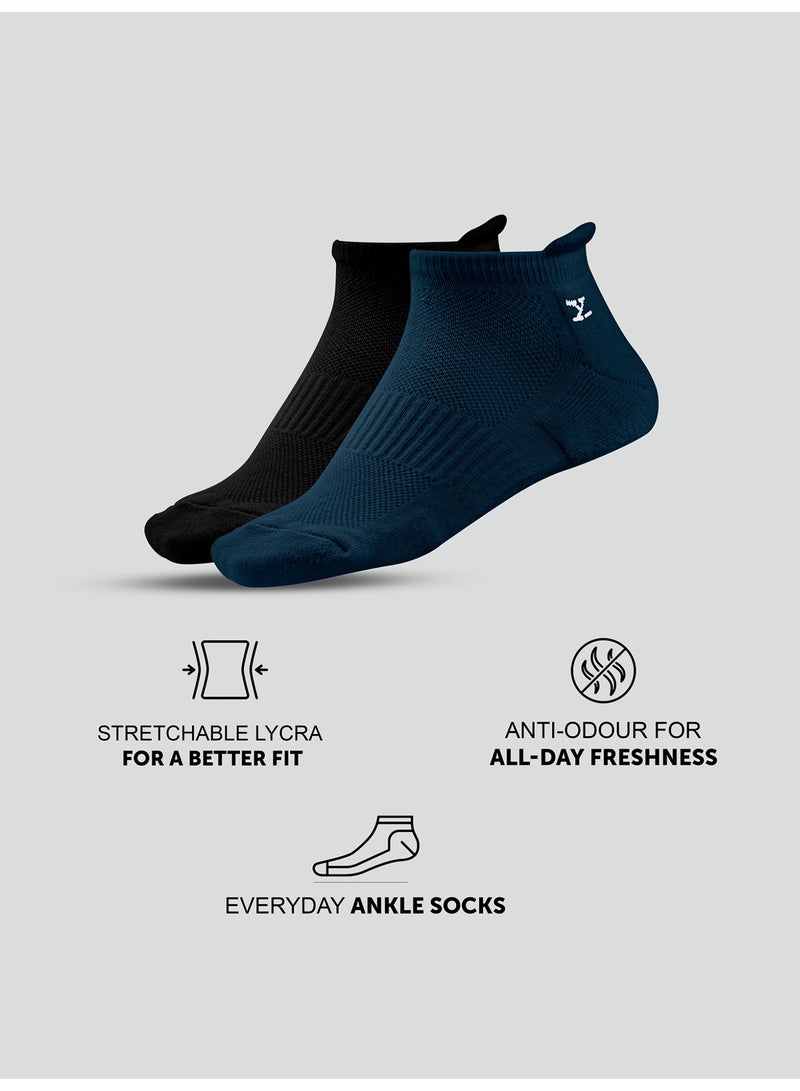XYXX XYXX Men's Cotton Blend Modern Intellieaze Everyday Ankle-Length Socks With Odour-Free Freshness pack of 4  - Image 2