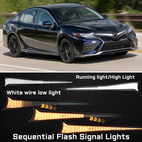 PGTOPONE Centra Front Grille LED Lights,Tail Light Lamps Turn Signal Feature, Front hood light Compatible with Toyota Camry 2018-2023 SE XSE TRD - Image 3