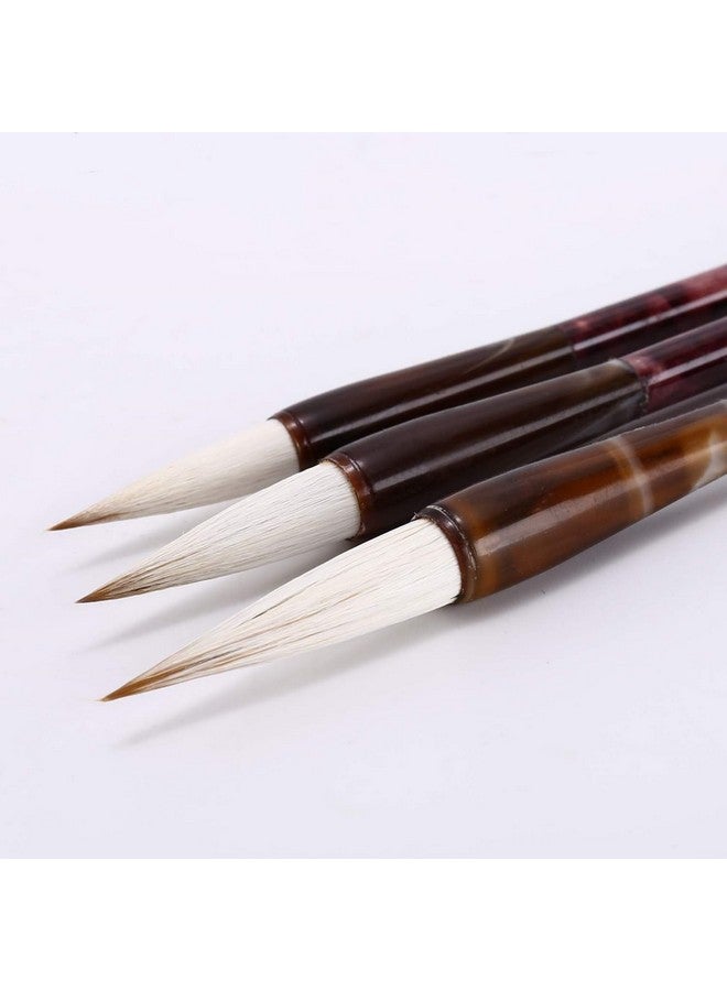 Megrez Chinese Calligraphy Brush Kanji Japanese Art Sumi Writing Painting Drawing Practicing Brush Set For Students And Beginners Wolf Sheep Mix Brush Set Of 3 (Sml) - Image 2