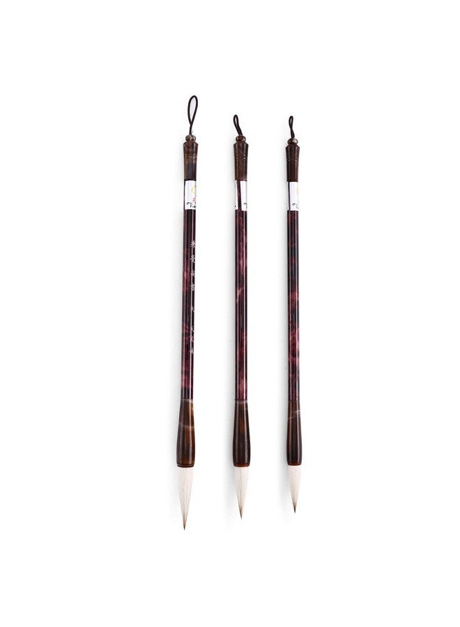 Megrez Chinese Calligraphy Brush Kanji Japanese Art Sumi Writing Painting Drawing Practicing Brush Set For Students And Beginners Wolf Sheep Mix Brush Set Of 3 (Sml) - Image 1