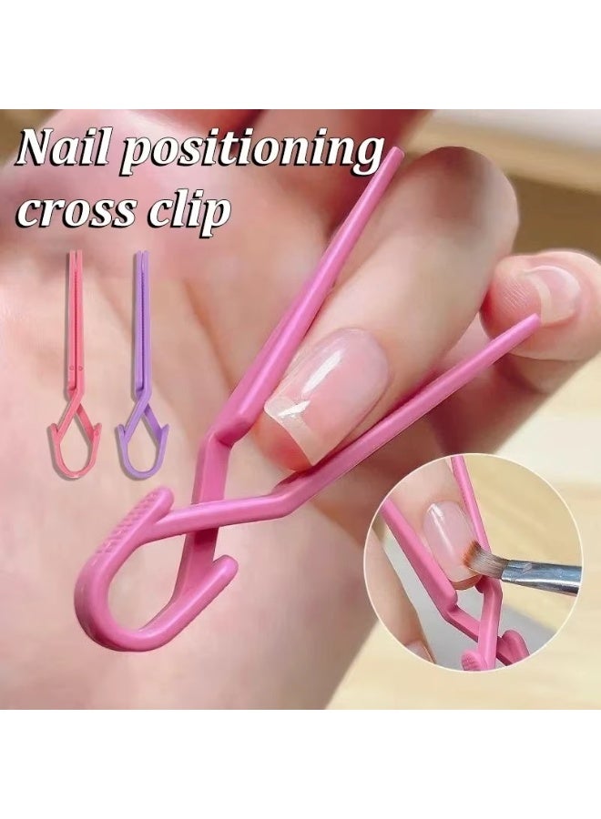 قطعتان من مشابك العناية بالأظافر، مانعة لتسرب طلاء الأظافر، نموذج غراء طلاء الأظافر، أداة تشكيل فن الأظافر، مشبك فرنسي لوضع جل الأشعة فوق البنفسجية، حماية الأصابع (ألوان متنوعة) - Image 1