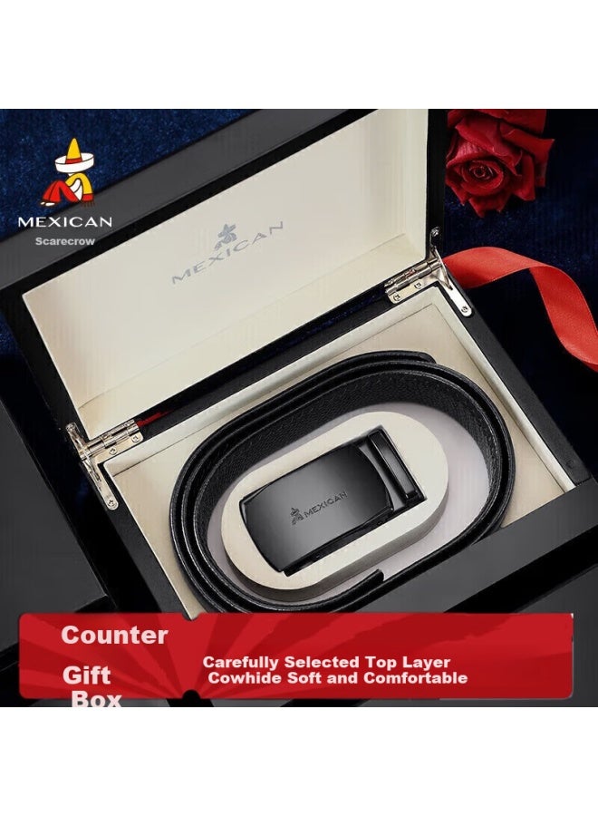 Scarecrow Men's Automatic Buckle Genuine Top Layer Cowhide Belt With High-end Gift Box, Valentine's Day Gift For Boyfriend