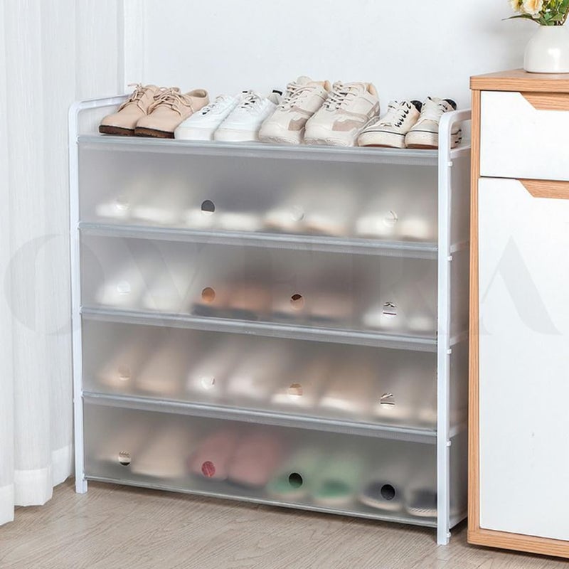 overa Hoe Rack, 5-Tier Shoe Rack, Simple Shelf, Plastic Waterproof dustproof Shelf, Entrance, Bedroom Shoes Rack (Colour : White) - Image 4