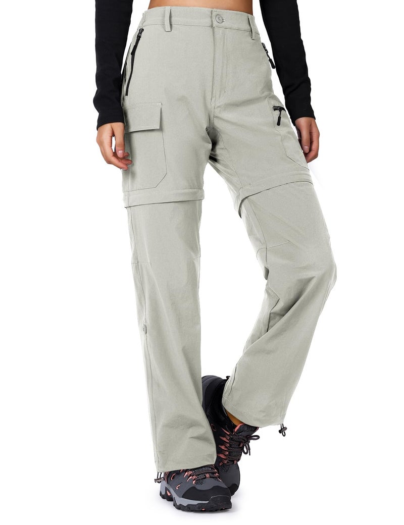 Cycorld Women's-Hiking-Pants-Convertible Quick-Dry-Stretch-Lightweight Zip-Off Outdoor Pants with 5 Deep Pockets (Cloud Grey, Medium) - Image 1