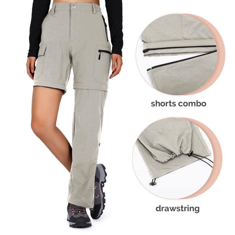 Cycorld Women's-Hiking-Pants-Convertible Quick-Dry-Stretch-Lightweight Zip-Off Outdoor Pants with 5 Deep Pockets (Cloud Grey, Medium) - Image 3