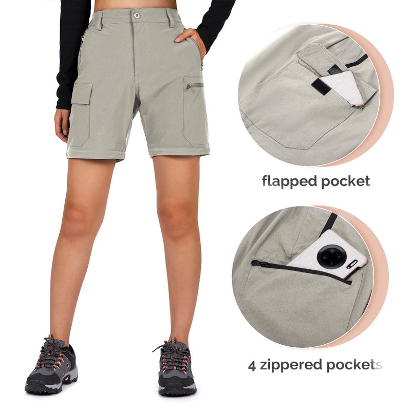 Cycorld Women's-Hiking-Pants-Convertible Quick-Dry-Stretch-Lightweight Zip-Off Outdoor Pants with 5 Deep Pockets (Cloud Grey, Medium) - Image 5