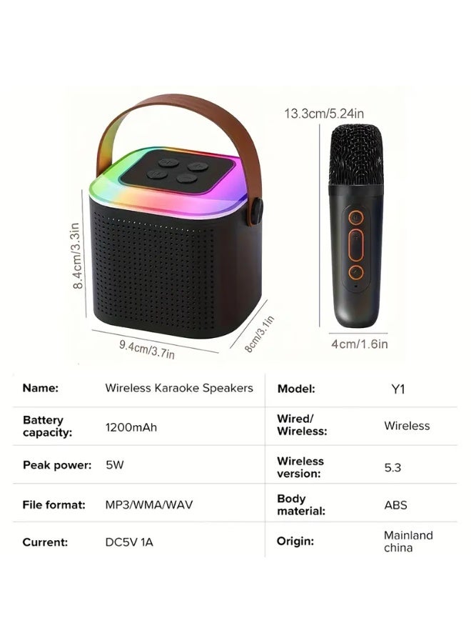Wireless Mini Karaoke Speakers, Bluetooth Portable Speaker, with Microphone, 3.5 mm Jack and TF Card Playback, Black - Image 3
