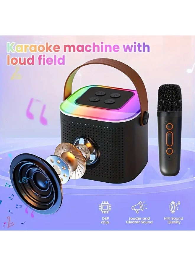 Wireless Mini Karaoke Speakers, Bluetooth Portable Speaker, with Microphone, 3.5 mm Jack and TF Card Playback, Black - Image 1