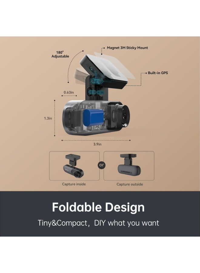 DDPAI Dash Cam Front and Rear 2.5K Car Camera,1600P Front 1080P Rear Dash Camera for Cars,Built-in WiFi GPS Car Dash Cam,Sony IMX335 Sensor Night Vision,WDR,24H Parking Mode Max Support 512G,N3 PRO - Image 2