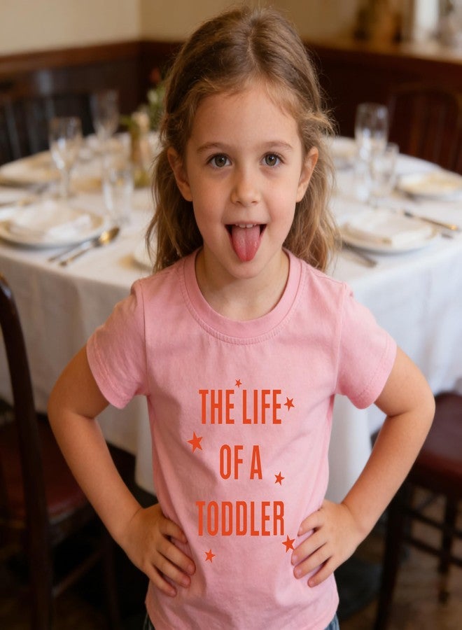 Chipeler The Life of A Toddler Shirts Kids Girls Short Sleeve Cotton Crew Neck Tops Baby Cute Summer All Year Round Gift T-Shirts Clothes Pink 5T - Image 3