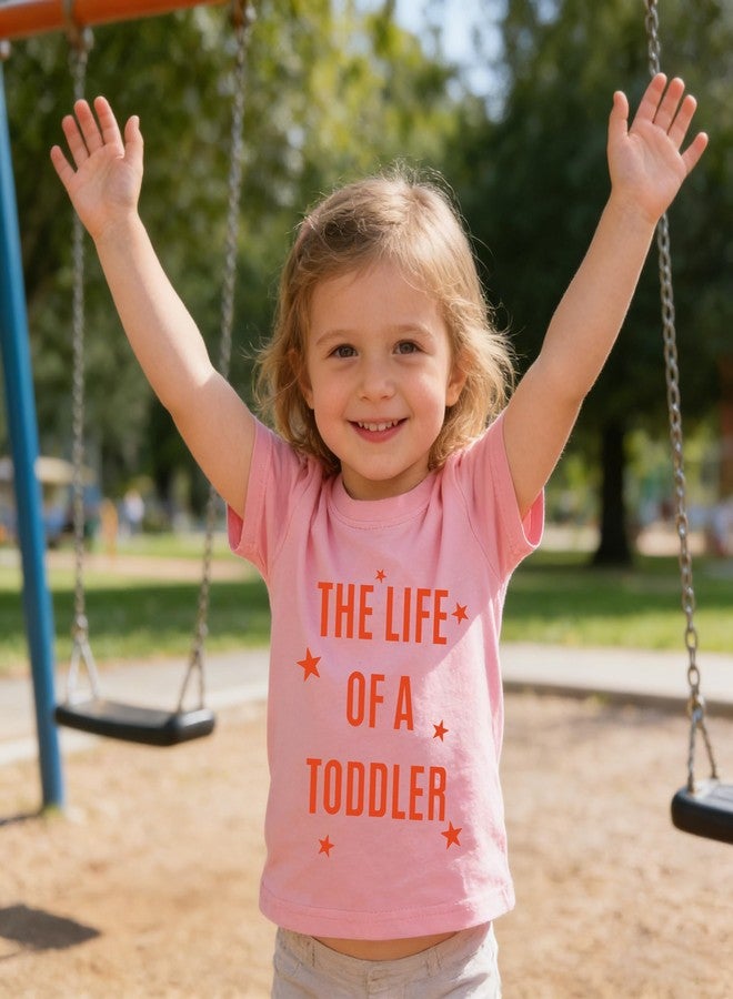 Chipeler The Life of A Toddler Shirts Kids Girls Short Sleeve Cotton Crew Neck Tops Baby Cute Summer All Year Round Gift T-Shirts Clothes Pink 5T - Image 4
