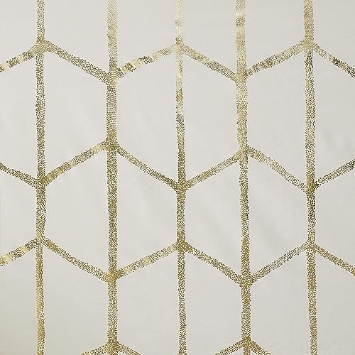 Intelligent Design Raina Total Blackout Metallic Print Grommet Top Single Window Curtain Panel Thermal Insulated Light Blocking Drape for Bedroom Living Room and Dorm 1 Piece, 63"x50", Ivory/Gold - Image 3