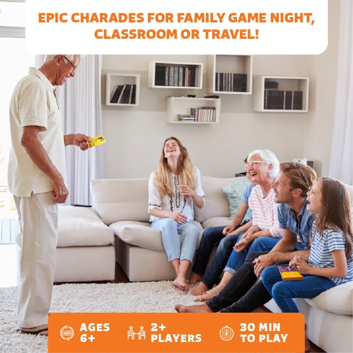 Clever Fox Play Epic Charades Mini Game for Kids Ages 6 TravelFriendly Mini Edition 80 Act Out Explain Cards with Illustrations Timer Fun Educational Game for Family Party Classroom Car Trips Travel - Image 5