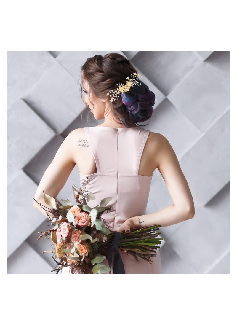 Excefore Bridal Wedding Hair Pins Flower Hair Pieces Rhinestone Hair Accessories Pearl Hair Comb Hair Clips for Bride Bridesmaid, Pack of 8  - Image 3