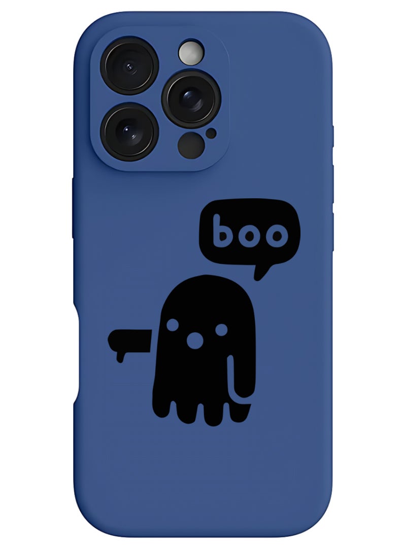 Theodor iPhone 16 Pro Max Blue Protective Slim Fit Case Liquid Silicone Cover with Full Body Protection Anti-Scratch Shockproof Case For iPhone - Boo B - Image 1