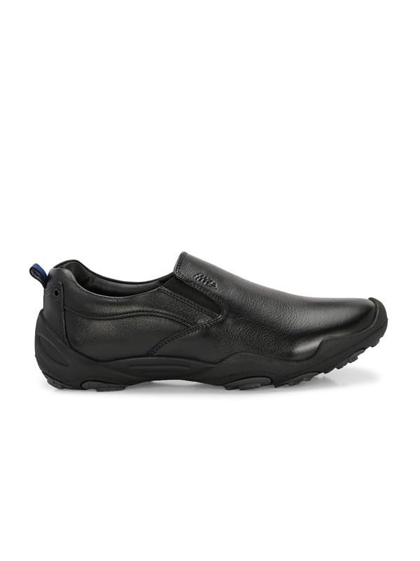 HITZ Men's Black Leather Casual Slip On Shoes - UK 11 - Image 2