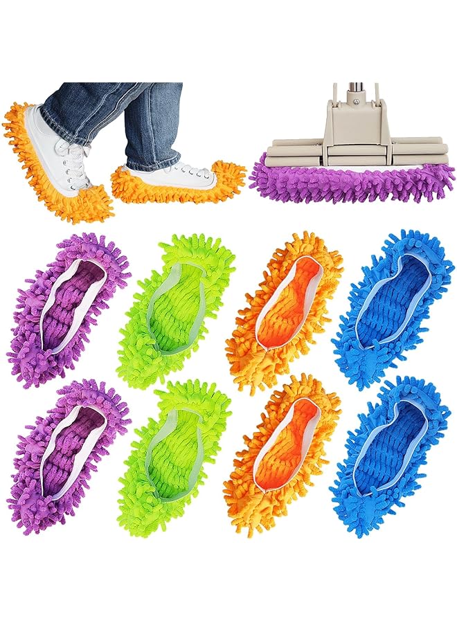 erorex 4 Pairs Shoes Cover Dust Duster, Multi Function Reusable Mop Slippers, Microfiber Dust Mops, Multi Purpose Floor Cleaning Shoes for Bathroom, Office, Kitchen, House Polishing Cleaning - Image 1