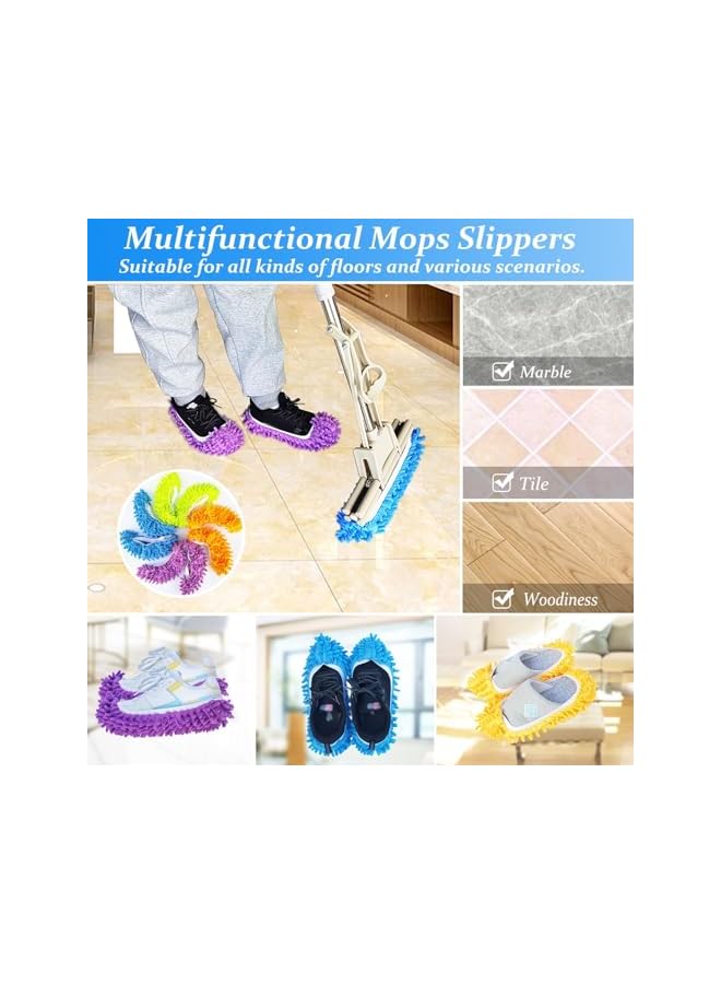 erorex 4 Pairs Shoes Cover Dust Duster, Multi Function Reusable Mop Slippers, Microfiber Dust Mops, Multi Purpose Floor Cleaning Shoes for Bathroom, Office, Kitchen, House Polishing Cleaning - Image 4