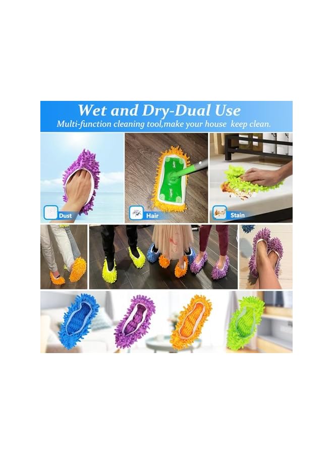 erorex 4 Pairs Shoes Cover Dust Duster, Multi Function Reusable Mop Slippers, Microfiber Dust Mops, Multi Purpose Floor Cleaning Shoes for Bathroom, Office, Kitchen, House Polishing Cleaning - Image 5