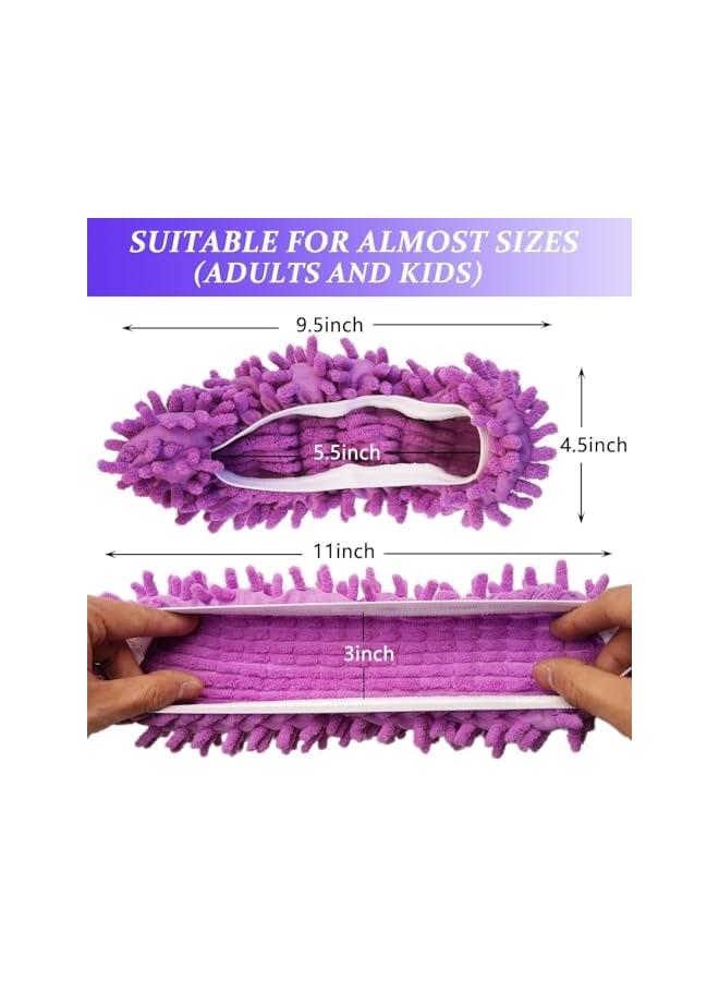 erorex 4 Pairs Shoes Cover Dust Duster, Multi Function Reusable Mop Slippers, Microfiber Dust Mops, Multi Purpose Floor Cleaning Shoes for Bathroom, Office, Kitchen, House Polishing Cleaning - Image 2