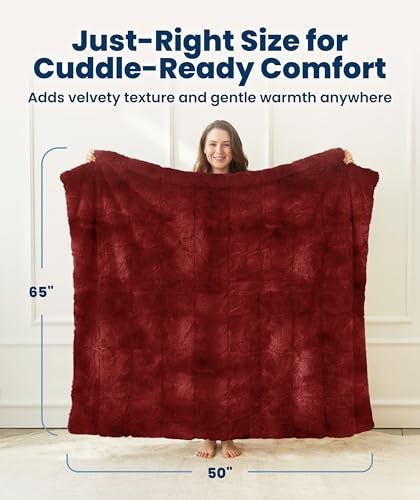 Everlasting Comfort Soft & Comfortable Red Faux Fur Throw Blanket for Couch - (50"x65") Minky & Fluffy Fall Blankets & Throws, Plush Fuzzy Cover for Bed, Sofa & Living Room - Cozy Home Decor - Image 5