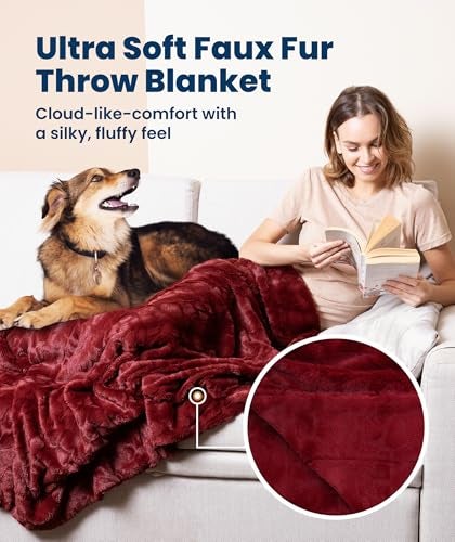 Everlasting Comfort Soft & Comfortable Red Faux Fur Throw Blanket for Couch - (50"x65") Minky & Fluffy Fall Blankets & Throws, Plush Fuzzy Cover for Bed, Sofa & Living Room - Cozy Home Decor - Image 3