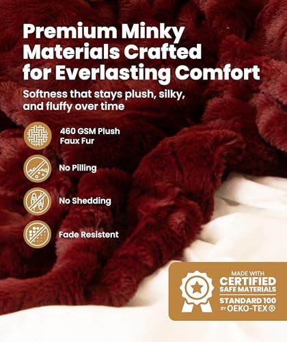 Everlasting Comfort Soft & Comfortable Red Faux Fur Throw Blanket for Couch - (50"x65") Minky & Fluffy Fall Blankets & Throws, Plush Fuzzy Cover for Bed, Sofa & Living Room - Cozy Home Decor - Image 2
