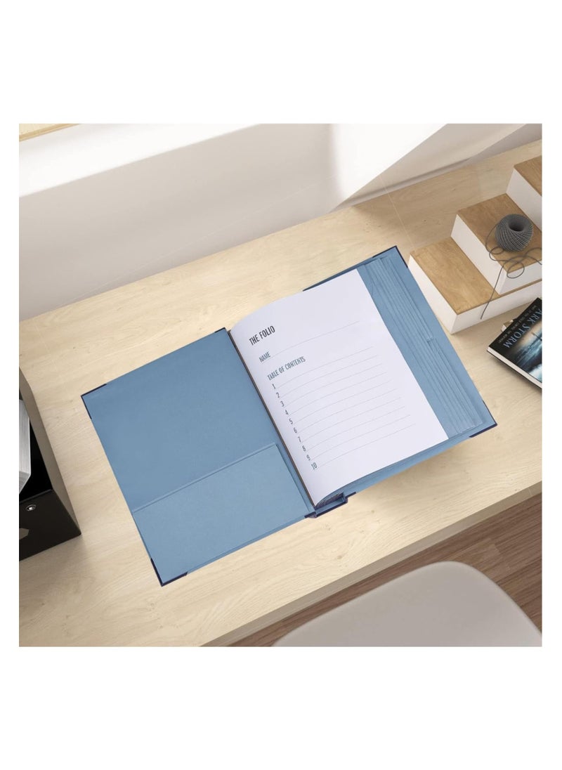 SYOSI - Folio Folders with Pockets, Document Organizer Folio, Accordion File Organizer for Paper Bill, Family Important Documents Organizer, for Birth Certificate, in Case I Go Missing Binder (Blue 1Pc) - Image 1