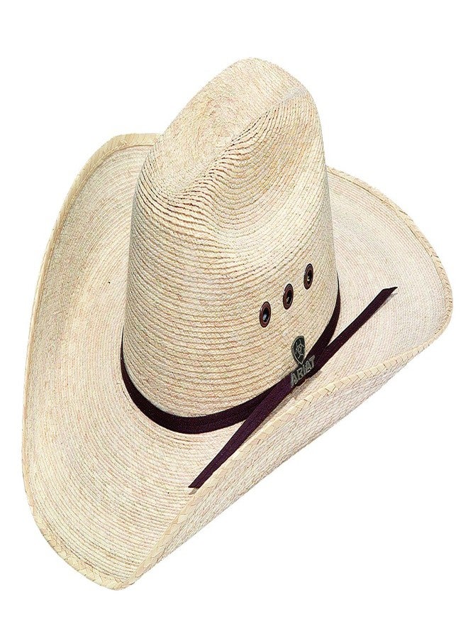 ARIAT Unisex Adult Natural Palm Tophand Straw Hat, Natural/Chocolate, 6-7/8
