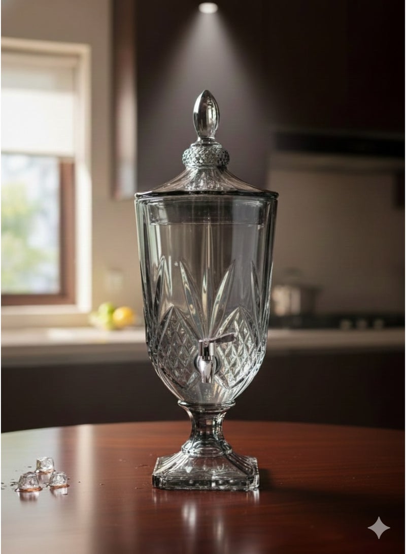 موزع عصير زجاجي عالي الجودة بغطاء قابل للإزالة، مقاوم للكسر، مناسب للماء والكوكتيلات وغيرها، سعة 3 لترات - Image 1