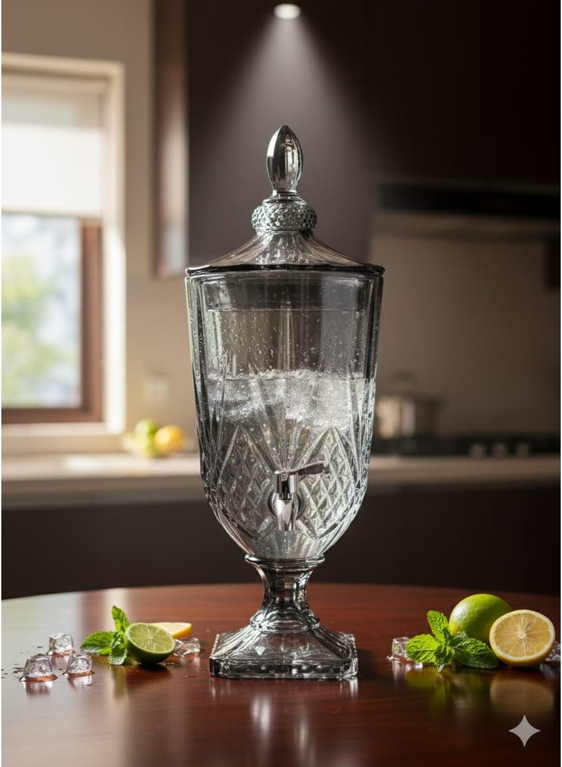 موزع عصير زجاجي عالي الجودة بغطاء قابل للإزالة، مقاوم للكسر، مناسب للماء والكوكتيلات وغيرها، سعة 3 لترات - Image 2