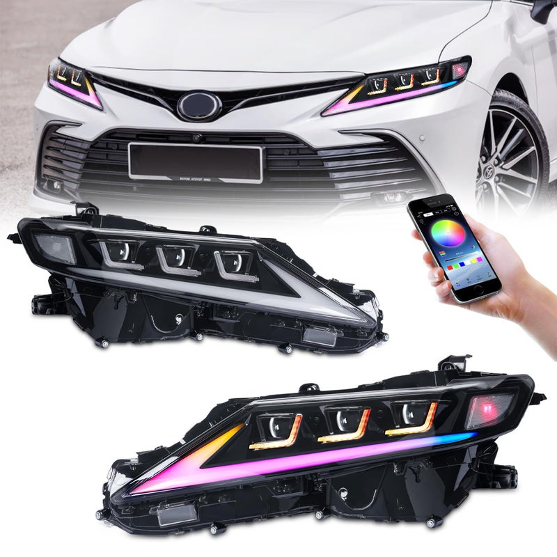 Archaic Headlights Assembly Compatible for Toyota Camry 20182023 Projector Front Lights with Sequential Turn Signal for 8th Gen Camry LESEXLEXSETRD Plug Play Pair