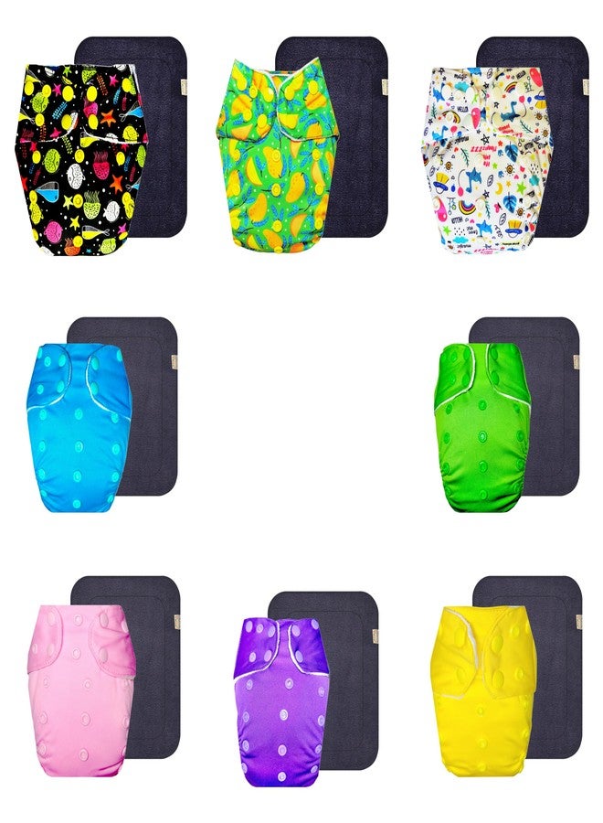 Dumbledo Premium Cloth Diaper with Gray Insert (Pack of 8) | Soft & Gentle | Reusable & Washable | Quick Dry | Perfect for Indian Summers | 3 Months - 3 Years | Unisex Baby - Image 1