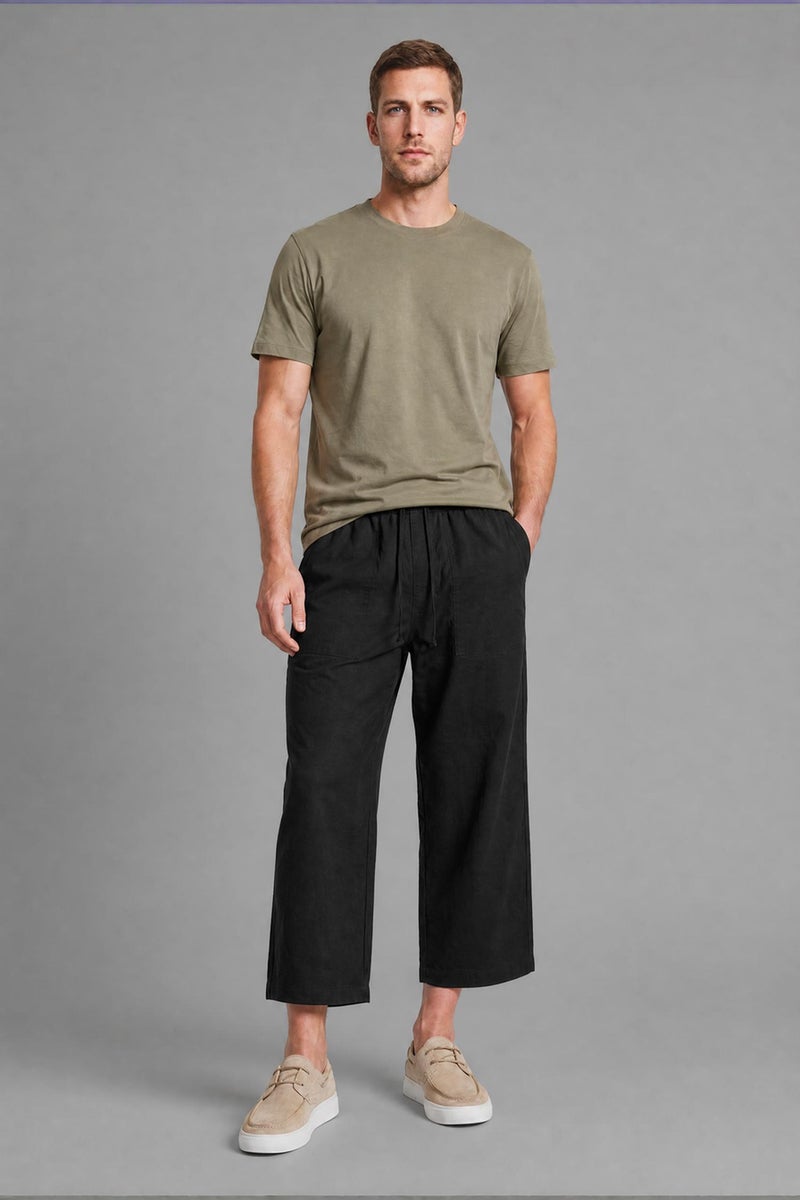 DeFacto Black Man Regular Fit Cotton Capri Casual - Image 1
