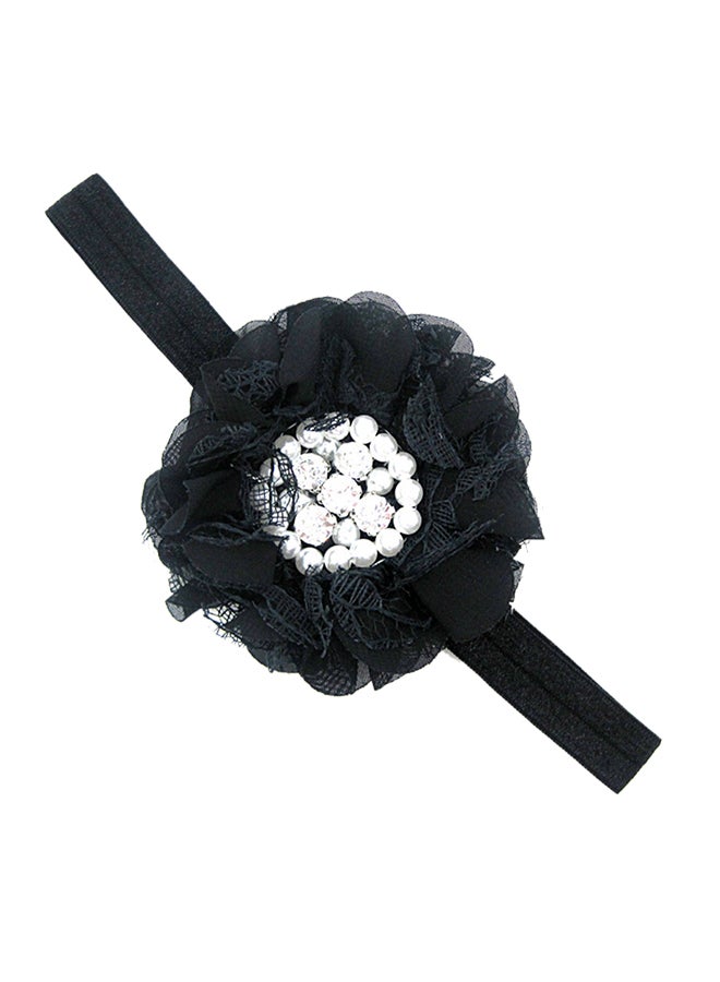 إسكدنيا ربطة رأس مرنة بتصميم زهور من الدانتيل أسود