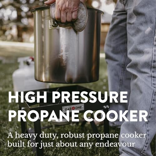 GasOne B-5200KA Outdoor Cooker with High Pressure Steel Braided Hose Propane Burner Camp Stove - Image 2