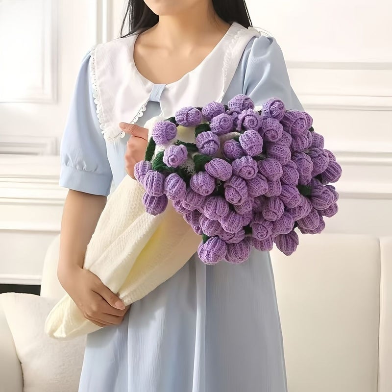 بطانية باقة roses أكريليك 31.5 بوصة شال دانتيل بيج غطاء أريكة مكتب هدية عيد الحب - Image 3