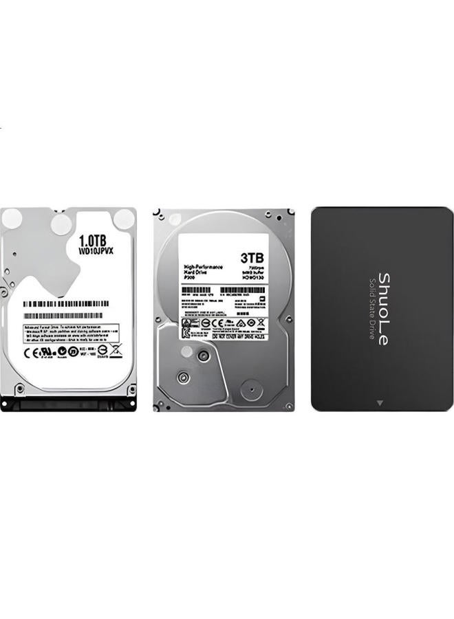 Shuole Digital Display Mobile Hard Drive Enclosure Usb3.0/3.1 Type-C 2.5 Inch External Case Sata Interface For Laptop Desktop Solid State Mechanical Ssd Black White Screen Blue - Image 1
