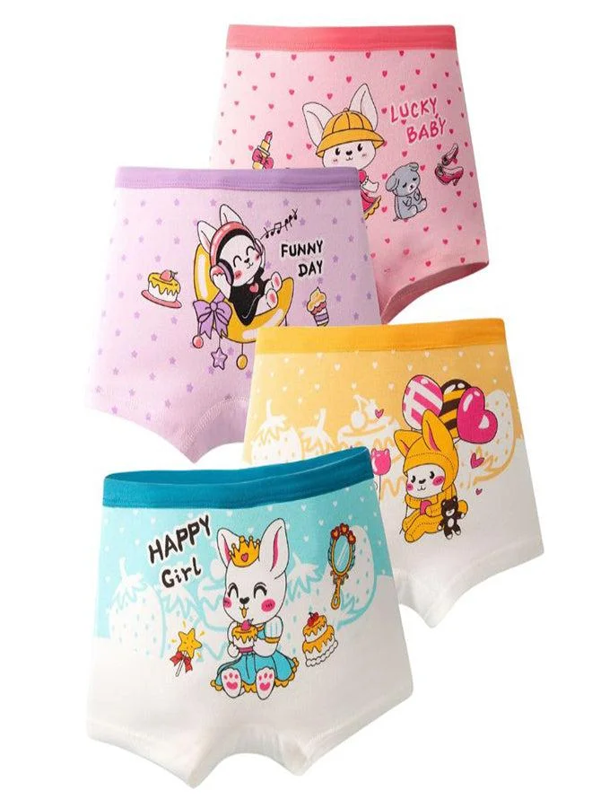 babyqlo Girls Cotton Cute Bunny Print Pack of 4